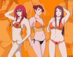  3_girls bikini bikini_bottom breasts cleavage commission karin_uzumaki kushina_uzumaki mito_uzumaki naruto naruto_shippuden red_hair sexy string_panties symbol 