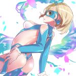  1girl alternate ass blonde breasts clothes cosplay djeeta_(granblue_fantasy) granblue_fantasy hair impossible leotard mask open rainbow_mika revealing short small smile stockings street_fighter thick thighs 