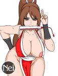  1girl cleavage fatal_fury female_only huge_breasts king_of_fighters mai_shiranui nipple_bulge snk 