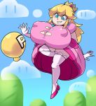  1girl breast_expansion breasts female_only huge_breasts princess_peach super_mario_bros. 