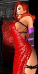  arms_behind_back arms_tied ball_gag bondage jessica_rabbit red_dress thighs who_framed_roger_rabbit 