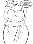  1girl 2018 anthro bathrobe big_breasts breasts canine cleavage clothed clothing dialogue digimon digimon_(species) digital_media_(artwork) english_text furry mammal mature_female nipple_bulge renabu renamon smile standing text tuft 