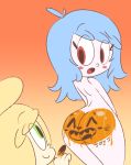 2_girls ass bodypaint funny halloween jack-o&#039;-lantern looking_back multiple_girls nude paint pumpkin pumpkin_butt