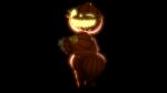 1girl five_nights_at_freddy&#039;s glowing_eyes holding_breasts jack_o_pumpkin_(fnaf) looking_at_viewer pumpkin pumpkin_girl pumpkin_head standing