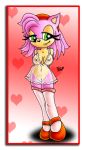  amy_rose breasts furry green_eyes hairband high_heels innocenttazlet nightgown nipples nude pink_hair pussy see_through sega shiny short_hair smile solo sonic_(series) sonic_team 