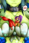  2girls angry between_breasts giantess giga_mermaid gigantic_breasts mermaid shantae shantae_(character) smaller_female 