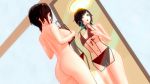  16:9_aspect_ratio 1girl 1girl 1girl 3d ass back big_breasts bikini black_hair breasts completely_nude gradient_hair high_resolution large_ass mirror multicolored_hair navel nude nyxxzeiss open_mouth red_bikini red_hair ruby_rose rwby short_hair silver_eyes stomach swimsuit 