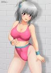  1girl big_breasts female female_only huge_breasts kanna_albeecht looking_at_viewer red_eyes solo sport sports_bra standing zel-sama 