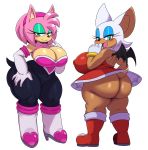  2_girls 2girls amy_rose amy_rose_(cosplay) animal_ears anthro ass bare_shoulders bat_ears bat_wings belly big_breasts blush bob_cut bodysuit boots breasts clavicle cleavage curvaceous dress duo erect_nipples erect_nipples_under_clothes fang feet female_only full_body furry gigantic_ass gloves green_eyes half-closed_eyes hand_on_hip happy high_heel_boots high_heels high_resolution huge_ass huge_breasts large_ass laughing legs_up long_ears looking_at_viewer multiple_girls naughty_face nipples no_bra no_humans nopan open_mouth outfit_swap pantyhose pink_hair pink_skin plump pointed_ears purple_legwear purple_thighhighs red_boots red_dress rouge_the_bat rouge_the_bat_(cosplay) seductive_smile sega shiny shiny_clothes shoes short_hair sideboob simple_background skin_tight smile smug sssonic2 stockings sweatdrop swimsuit tail talking thick_thighs thighs third-party_edit under_boob voluptuous white_background white_gloves white_hair wide_hips wings 