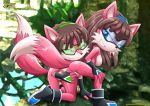  2_girls archie_comics ass bbmbbf breasts female/female female_only fingering glasses leeta leeta_wolf lyco lyco_wolf mobius_unleashed nude outside palcomix pussy sega sonic_(series) sonic_the_hedgehog_(series) yuri 