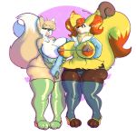  1:1 1girl anthro areola big_breasts bimbofication bodily_fluids braixen breasts canid canine clothing digital_media_(artwork) duo fox fur furry genitals hair high_res huge_breasts inner_ear_fluff jroy101 lips makeup mammal nintendo nipples pok&eacute;mon pok&eacute;mon_(species) pokemon pussy rubber simple_background thick_thighs transformation tuft video_games 