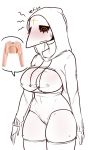  big_breasts blush breasts cameltoe embarrassed leotard looking_down plague_doctor plaguemom_margaret vetis 