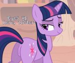  1girl anus ass blush cutie_mark english_text female female_only female_unicorn friendship_is_magic horn indoors library my_little_pony nude pony pussy solo standing tail twilight_sparkle twilight_sparkle_(mlp) unicorn 