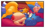 2girls after_sex anthro comic female female_only genderswap huge_breasts miles_&quot;tails&quot;_prower multiple_girls sega sonic_the_hedgehog sweat tails tails_the_fox thick_thighs wet_pussy yuri