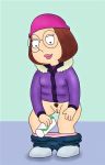  family_guy glasses hat meg_griffin pants_down shaved_pussy thighs 