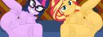  2_girls 2girls breasts equestria_girls female female_only friendship_is_magic glasses hairless_pussy long_hair looking_at_viewer my_little_pony nude phil_el_mago pussy spread_legs sunset_shimmer sunset_shimmer_(eg) twilight_sparkle twilight_sparkle_(mlp) 