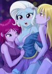  3_girls 3girls bra equestria_girls female_only friendship_is_magic long_hair my_little_pony panties partially_clothed partially_undressed skirt skirt_lift standing trixie trixie_(mlp) undressing undressing_another unzipping uotapo 