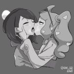  2_girls female_protagonist_(pokemon_ss) french_kiss game_freak glasses hat kissing long_hair nintendo pokemon saliva short_hair sonia_(pokemon) tongue tongue_kiss tongue_out yuri 