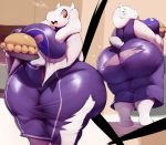  1girl 1girl angry ass big_breasts bikini blush breasts chubby embarrassed food furry huge_ass huge_breasts looking_down milf multiple_views panties toriel torn_clothes trinity-fate62 undertale underwear 