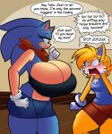 2girls anthro cleavage comic female female_only genderswap huge_breasts miles_&quot;tails&quot;_prower multiple_girls sega sonic_the_hedgehog tails tails_the_fox wide_hips yuri