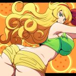  1girl angry_launch ass backboob bad_launch big_ass breasts dragon_ball female female_only launch launch_(dragon_ball) looking_at_viewer lunch_(dragon_ball) short_shorts tank_top yellow_hair 