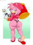  amy_rose ass ass_focus hammer looking_back mallet phone piko_piko_hammer rear_view rouge_the_bat sega sonic_the_hedgehog_(series) 