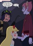  1boy 2_girls 2girls black_hair blonde_hair english_text fellatio female incognitymous_(artist) janna_ordonia long_hair male male/female oral oral_sex penis_in_mouth speech_bubble star_butterfly star_vs_the_forces_of_evil tom_lucitor 