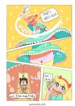  1boy 1girl ass blonde_hair blue_eyes bottomless brown_hair clothed comic dress dress_lift female long_hair male no_panties panties pussy rafael_diaz removing_panties star_butterfly star_vs_the_forces_of_evil thigh_gap 