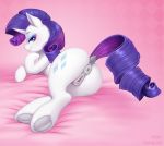  1girl anus ass blue_eyes cutie_mark equine_pussy female female_only female_unicorn friendship_is_magic half-closed_eyes horn looking_at_viewer lying my_little_pony nude pony pussy rarity rarity_(mlp) solo tail unicorn 