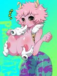  big_lips bimbo breast_grab clothing disembodied_hand female female_only finger_to_mouth huge_breasts mina_ashido my_hero_academia pink_hair pink_skin wide_hips yellow_eyes 