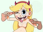  1girl blonde_hair blue_eyes cum cum_on_body cum_on_face interracial nude nude_female penis penis_grab star_butterfly star_vs_the_forces_of_evil 
