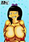 aaron_broscli erect_nipples holding_breasts huge_breasts jessica_lovejoy looking_at_viewer nude the_simpsons yellow_skin