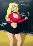  1girl 2019 big_breasts blonde_hair breasts bust chalkboard cleavage come_hither family_guy frostbiteboi hips huge_ass huge_breasts lana_lockhart navel skimpy skimpy_clothes teacher voluptuous wide_hips 
