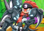  1girl armor bbmbbf breasts erect_nipples grabbed legs_held_open mobius_unleashed nipples orange_fur palcomix purple_eyes pussy sega semi_nude shade_the_echidna sonic_(series) sonic_the_hedgehog_(series) touching_breasts touching_pussy 