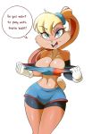  big_breasts lola_bunny looking_at_viewer looney_tunes lucyfercomic space_jam text 