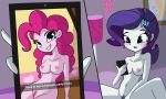  2_girls 2girls blue_eyes blush breasts english_text equestria_girls female female_only friendship_is_magic hand_between_legs implied_fingering indoors my_little_pony nude pinkie_pie pinkie_pie_(mlp) pubic_hair rarity rarity_(mlp) sitting smartphone snapchat spread_legs 