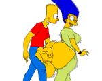  anal anal_penetration anal_sex bart_simpson blue_hair edit huge_ass huge_breasts huge_penis incest marge_simpson mature milf mother_and_son shiin the_simpsons white_background yellow_skin 