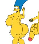  assjob bart_simpson blue_hair edit huge_ass huge_breasts huge_penis imminent_sex marge_simpson mature milf mother_and_son shiin the_simpsons white_background yellow_skin 