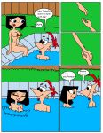 1boy 1girl aged_up breasts comic disney holding_hands isabella_garcia-shapiro lipstick matiriani28 navel nipples nude phineas_and_ferb phineas_flynn pool sexy sitting skinny_dipping wet