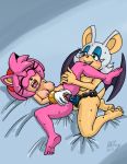  5_toes amy_rose barefoot blush leg_hold rouge_the_bat sega sex_toy sonic_(series) spread_legs strap-on toe_scrunch toes vaginal vaginal_insertion yuri 