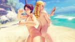  16:9 1girl 2_girls 3d beach blonde_hair blue_sky breasts brown_eyes brown_hair completely_nude curly_hair duo exposed_ass female_only game_mod high_res human karin_kanzuki looking_at_another mod multiple_girls muscle muscular_female nude ocean outside sakura_kasugano sky small_breasts street_fighter street_fighter_v thick_thighs wide_hips ydeth yuri 