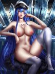  1girl 1girl 1girl akame_ga_kill! armchair bangs bent_knees big_breasts blue_eyes blue_hair boots breasts chair chest_tattoo classysexy cleavage crystal esdeath hair_between_eyes hat high_heel_boots high_heels high_resolution ice knee_boots large_filesize liang_xing lips long_hair looking_at_viewer navel nipples nude parted_lips peaked_cap sexy_pose shoes sitting sitting_on_chair snow stockings tattoo thigh_high_boots thighs throne very_high_resolution very_long_hair 