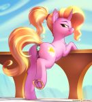  1girl anal anal_plug ass cutie_mark female female_only female_unicorn friendship_is_magic fshydale horn horseshoes looking_at_viewer luster_dawn luster_dawn_(mlp) my_little_pony nude pony solo standing tail unicorn 