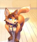  &lt;3 &lt;3_eyes 1girl 2020 5_fingers all_fours anthro ass ass_up b-epon blue_eyes breast_squish breasts brown_body brown_fur brown_hair brown_nose canid canine chest_tuft collar dipstick_ears dipstick_tail eye_through_hair eyelashes fingers fluffy_tail fox fur furry gloves_(marking) hair hair_over_eye high_res inner_ear_fluff inside leash leash_in_mouth looking_at_viewer mammal markings multicolored_ears multicolored_tail nipples object_in_mouth one_eye_obstructed petplay samantha_(syronck01) signature squish translucent translucent_hair tuft walkies white_body white_fur 