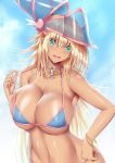  1girl artist_request big_breasts bikini dark_magician_girl konami nipples yu-gi-oh! yuu-gi-ou_duel_monsters 