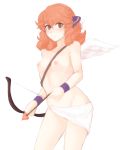 1girl angel angel_wings areola arrow bangs between_breasts blush bow_(weapon) bracelet breasts clavicle cupid&#039;s_arrow curly_hair curvaceous eyebrows_visible_through_hair facing_to_the_side fire_emblem fire_emblem_echoes:_shadows_of_valentia fire_emblem_gaiden fire_emblem_heroes genny_(fire_emblem) hair_ornament high_resolution jewelry light_blush looking_at_viewer navel nipples nopan nude open_mouth orange_eyes orange_hair parted_lips pink_eyes pink_hair short_hair small_breasts strap strap_between_breasts thighs transparent_background tridisart weapon wings