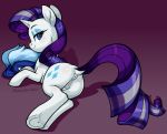  1girl 2020 anus artist_name ass blue_eyes cutie_mark eyeshadow female female_only female_unicorn friendship_is_magic horn looking_at_viewer lying my_little_pony nude pony rarity rarity_(mlp) solo tail unicorn 