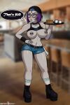 1girl 1girl 1girl absurd_res areola big_breasts big_breasts blush breasts cafe dc_comics female_only goth_ihop high_res nipple_piercing nipples piercing raven_(dc) restaurant shadowboxer teen_titans 