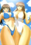  2_girls alluring breasts dead_or_alive high_res hitomi hitomi_(doa) lei_fang long_hair multiple_girls swimsuit tagme tan tan_line tecmo under_boob 
