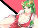  1girl 1girl alternate_costume big_breasts breasts cosplay gem green_hair impossible_clothes japanese_clothes jewelry kid_icarus king_of_fighters long_hair mai_shiranui nintendo palutena tiara 